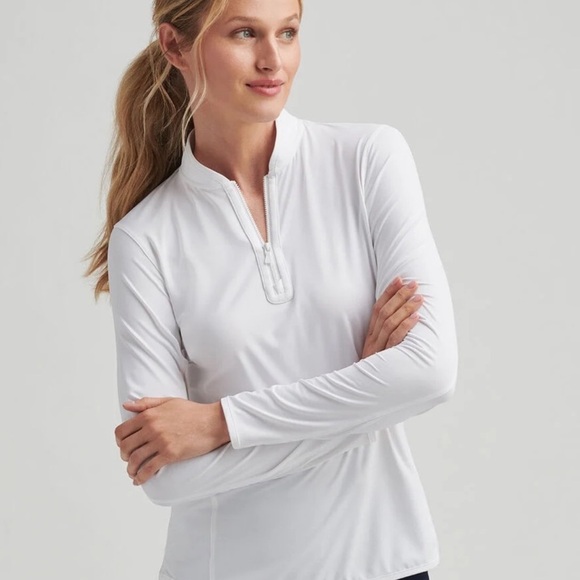 Peter Millar Tops - Peter Millar element wicking 50 UPF white quarter zip longsleeve - small